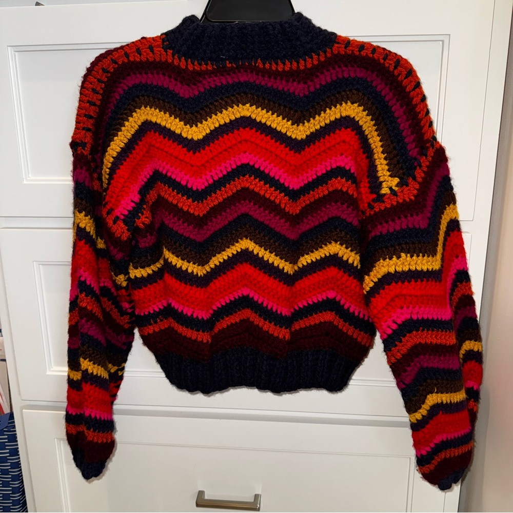 Farm Rio Colorful Waves Crochet Sweater XXS - Picture 8 of 11